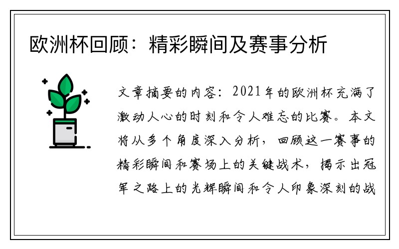 欧洲杯回顾：精彩瞬间及赛事分析